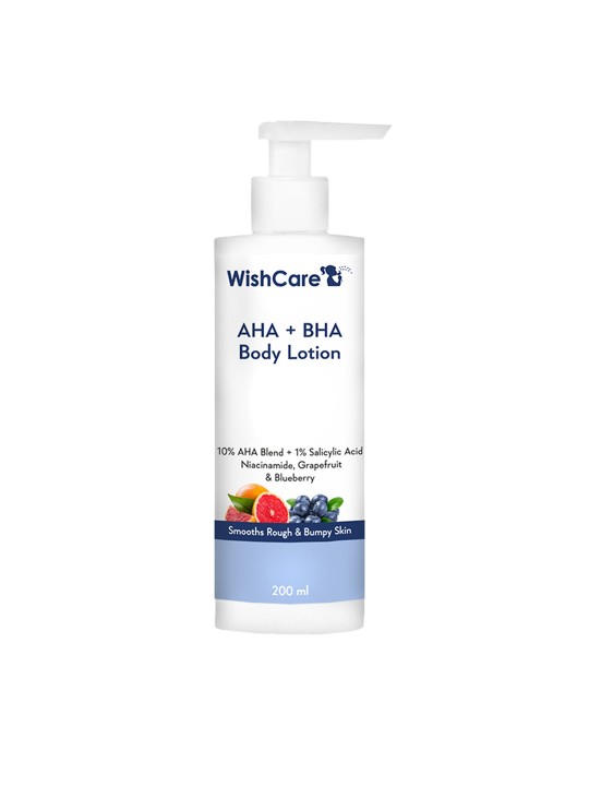 WishCare 10% AHA + 1% BHA Body Lotion - Smooths Rough & Bumpy Skin - Glycolic & Lactic Acid Body Lotion with Niacinamide