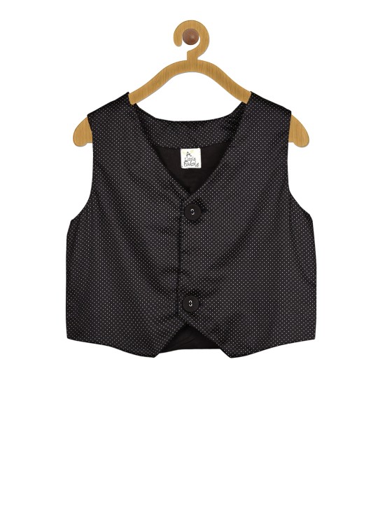 Boys Black Printed Waistcoat 1-2Y