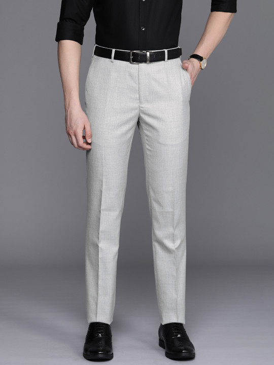 Raymond Men Textured Slim Fit Formal Trousers