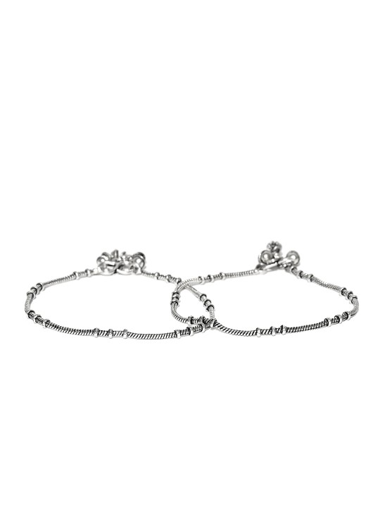 Oxidised Silver-Toned Anklets