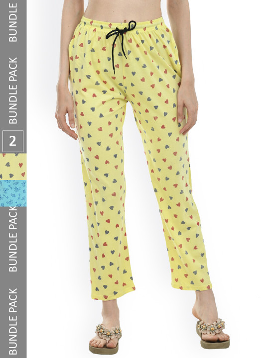 IndiWeaves Women Pack of 2 Pure Cotton Printed Lounge Pants