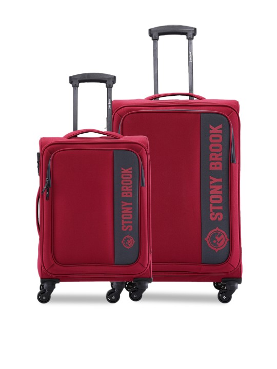 Stony Brook By Nasher Miles Set Of 2 Brand Logo Printed Soft-Sided Trolley Suitcases