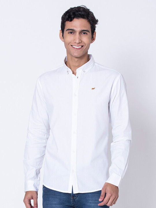 BRACLO Button-Down Collar Twill Weave Cotton Casual Shirt