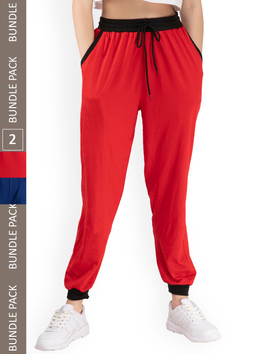 IndiWeaves Women Pack Of 2 Pure Cotton Joggers