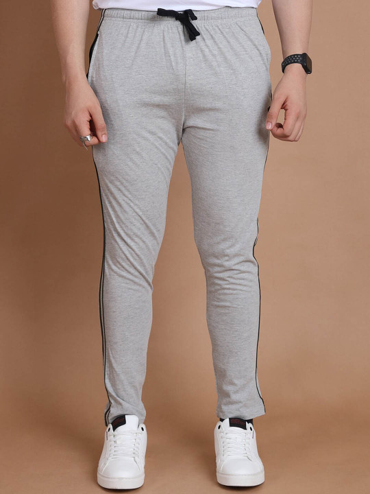 berry blues Men Side Striped Pure Cotton Track Pants