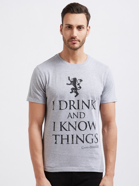 Men Grey I Drink And I Know Things - Official Game Of Thrones T-shirt S