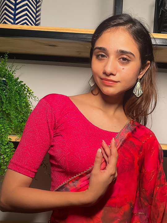 Bindigasm's Advi Self-Design Zari Jacquard & Lycra Saree Blouse