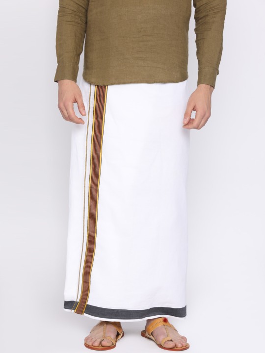 Cream-Coloured Solid Readymade Dhoti