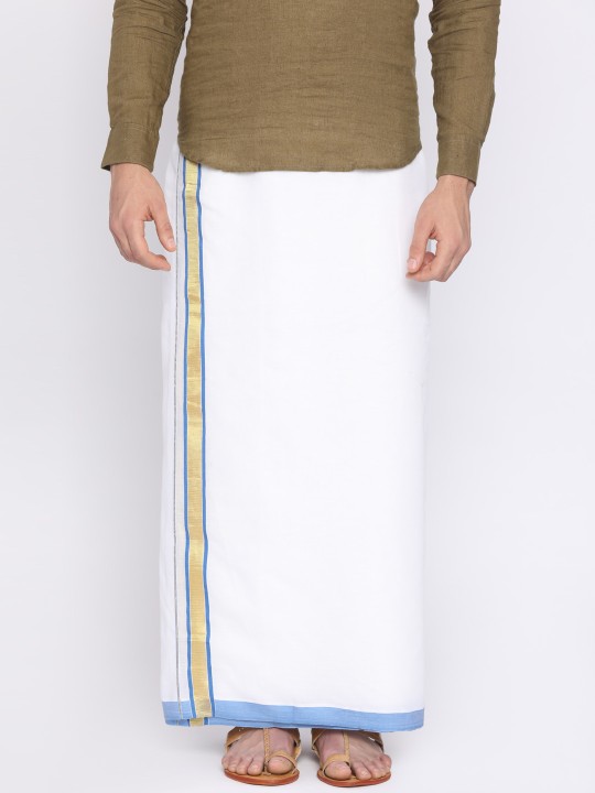 Cream-Coloured Solid Readymade Dhoti
