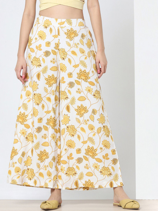 Marigold Lane Women Wide Leg Floral Printed Cotton Palazzos