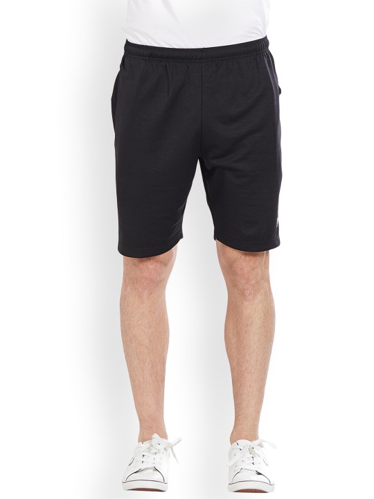 Men Black Solid Regular Fit Regular Shorts 30
