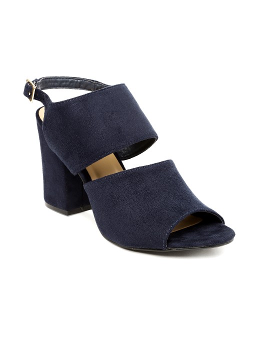 Women Navy Blue Solid Block Heels 36