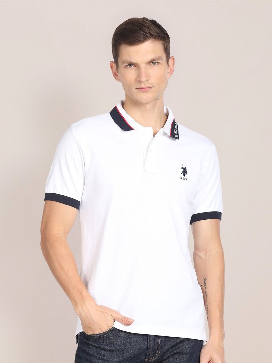Printed Collar Pure Cotton Polo Shirt