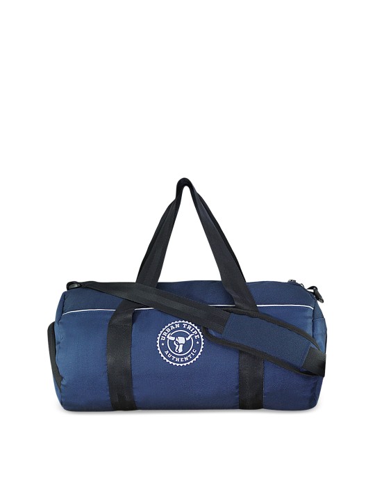Navy Blue Solid Barrel Gym Bag