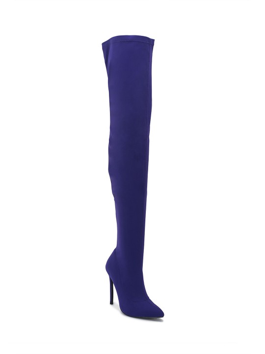 Women Blue Solid Heeled Boots 39