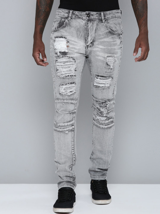 WAIMEA Men Slim Fit Highly Distressed Heavy Fade Stretchable Jeans