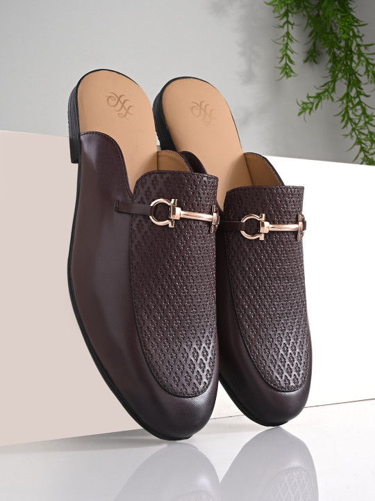 House of Pataudi Men Textured Slip-On Formal Loafers