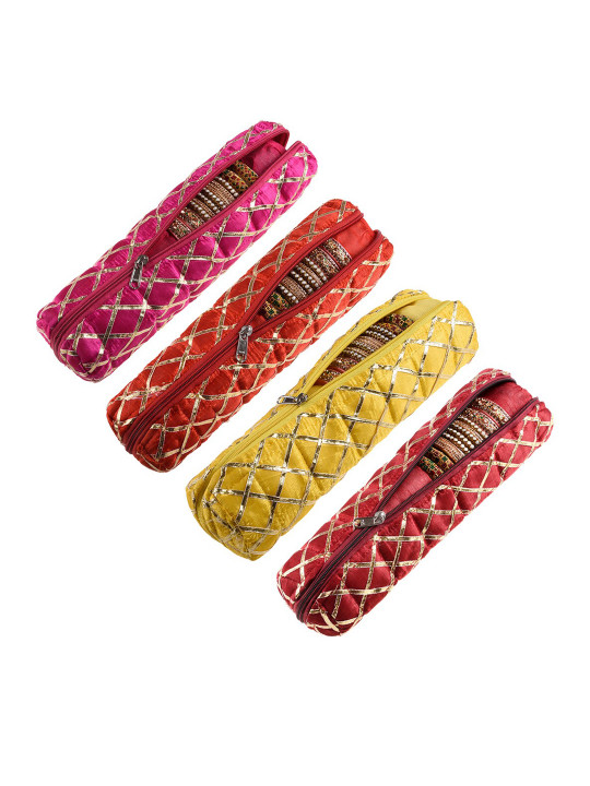 Kuber Industries Maroon 4 Pieces Printed Jewellery Organisers