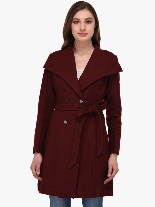 Maroon Longline Overcoat XS