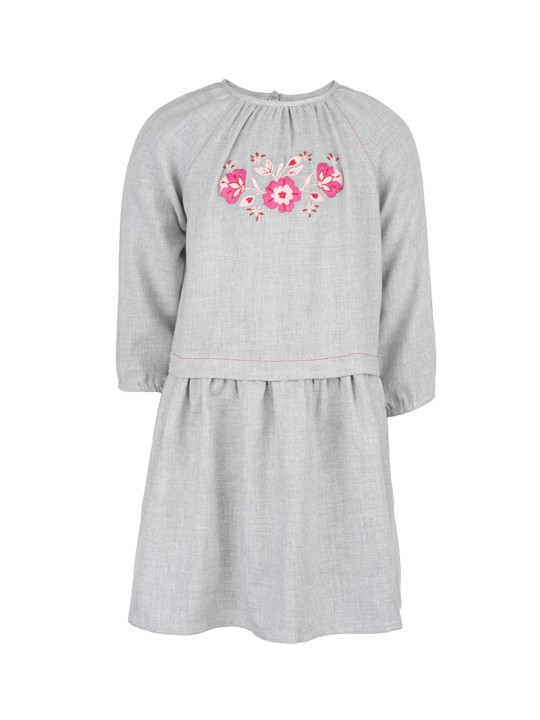 Girls Grey Printed A-Line Dress 2-3Y