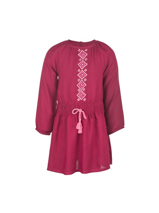 Girls Maroon Printed A-Line Dress 2-3Y