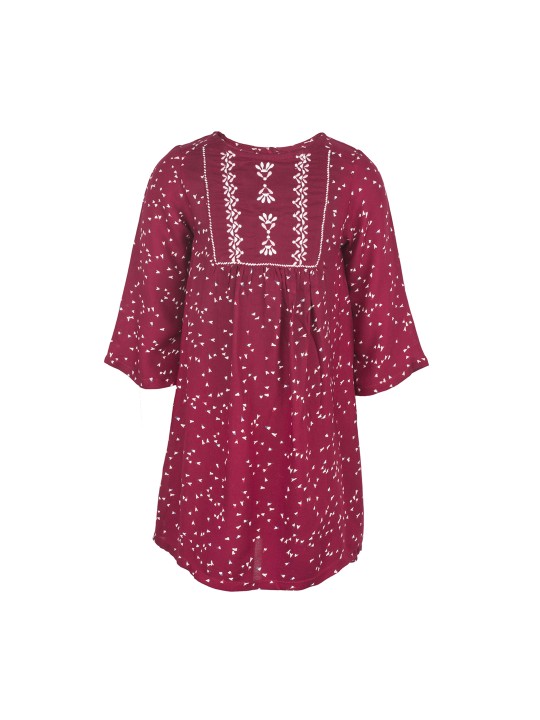 Girls Maroon Printed A-Line Dress 2-3Y