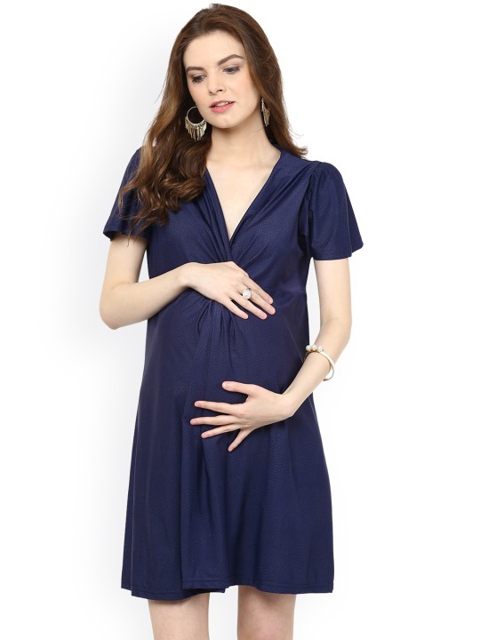 Women Blue Solid Fit And Flare Maternity Dress Buy Online In Burundi At Burundi Desertcart Com Productid 141812942