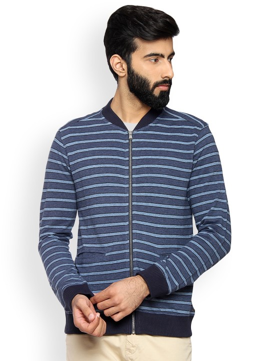 Men Blue Striped Tailored Jacket S