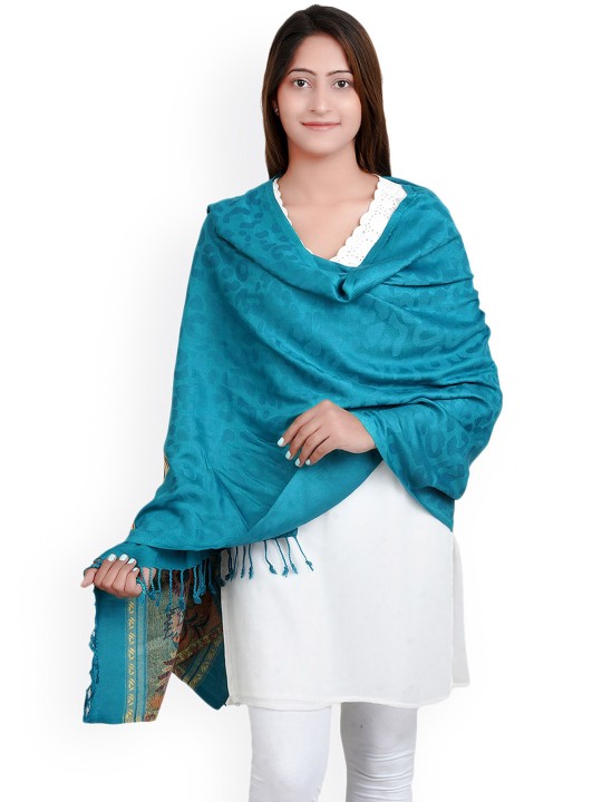 Teal Green Printed Shawl