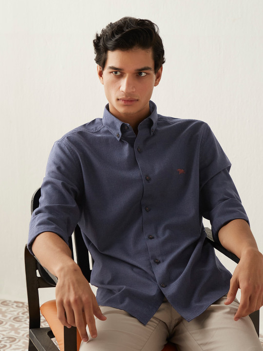Andamen Men Casual Melange Slim Fit Shirt
