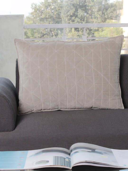Grey Set of Single Geometric Rectangle Cushion Covers