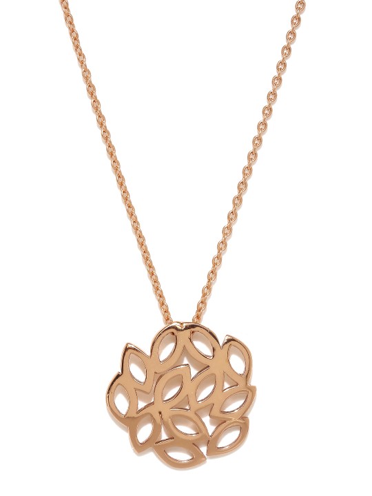 Rose Gold-Toned Clustered 925 Sterling Silver Pendant with Chain