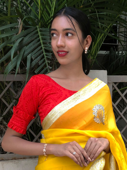 Bindigasm's Advi Printed Stretchable Saree Blouse