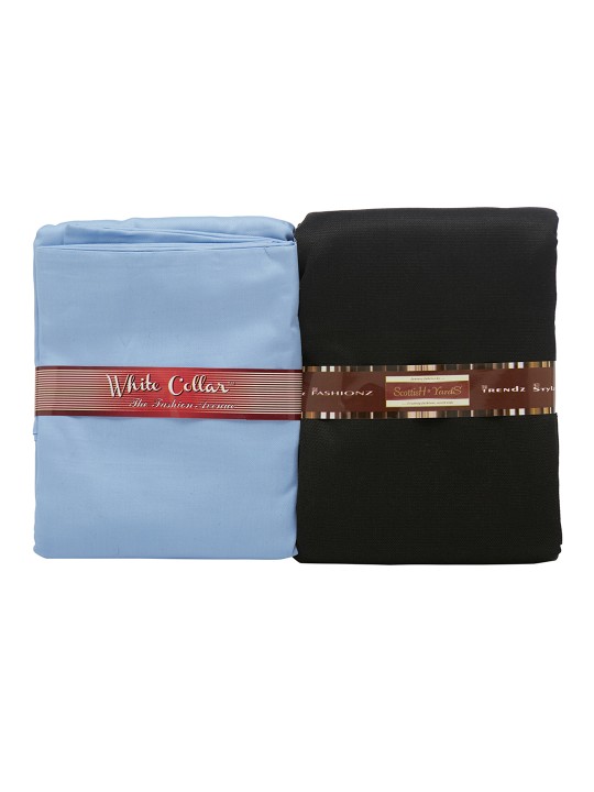 Men Blue & Black Shirt & Trousers Clothing Fabric