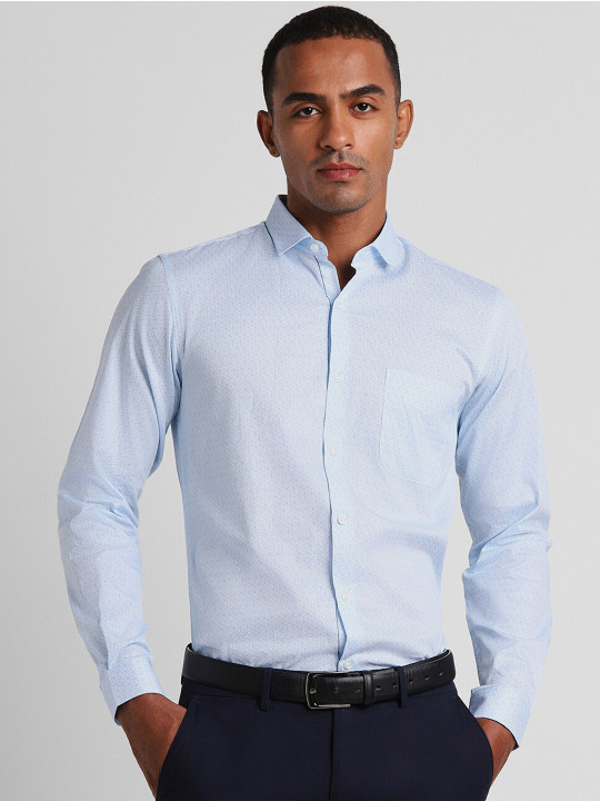 Peter England Slim Fit Geometric Printed Pure Cotton Formal Shirt