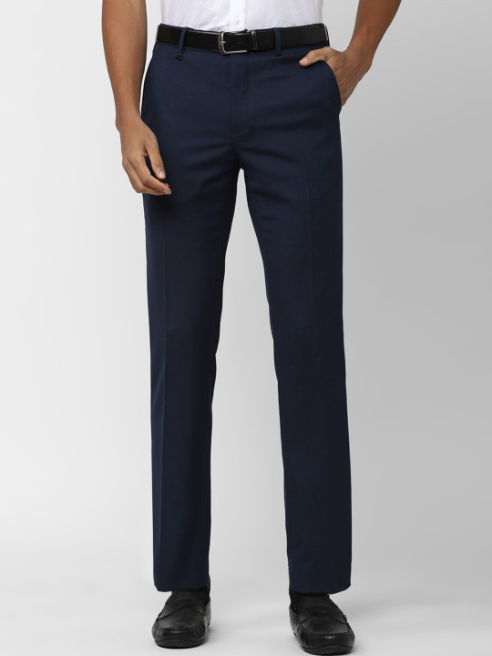 Van Heusen Men Mid Rise Plain Slim Fit Formal Trousers