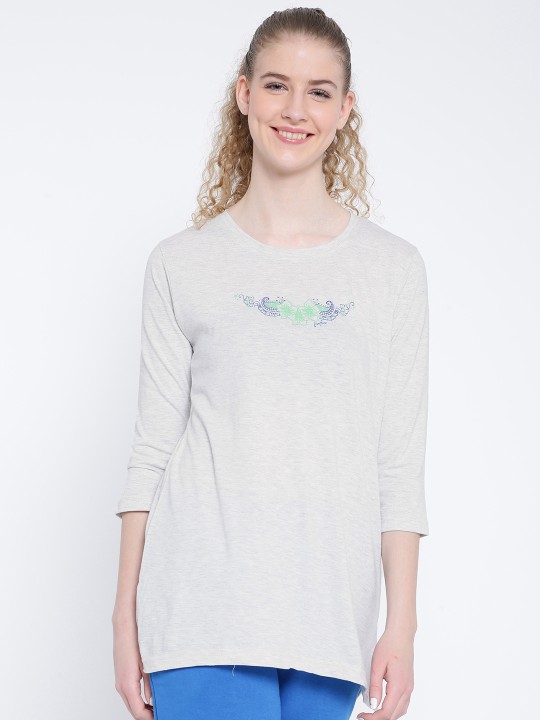 Women Cream-Coloured Printed Top M