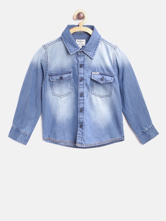 Boys Blue Regular Fit Faded Chambray Shirt 5-6Y -  1139