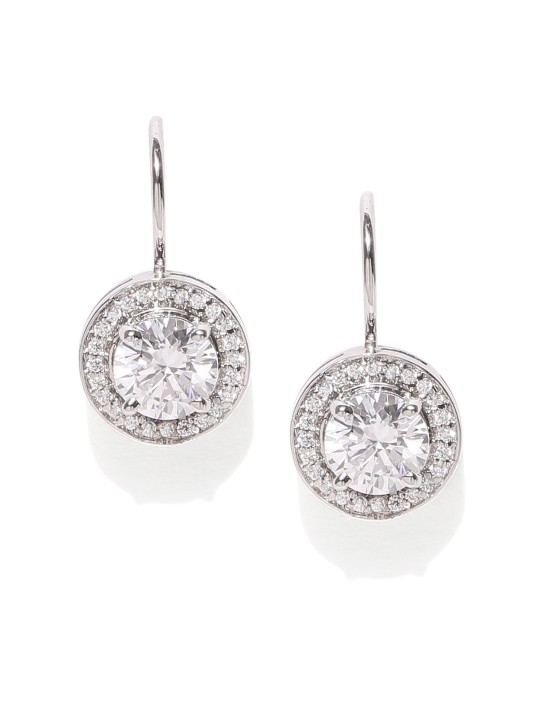 Rhodium-Plated Sterling Silver Cubic Zirconia Drop Earrings