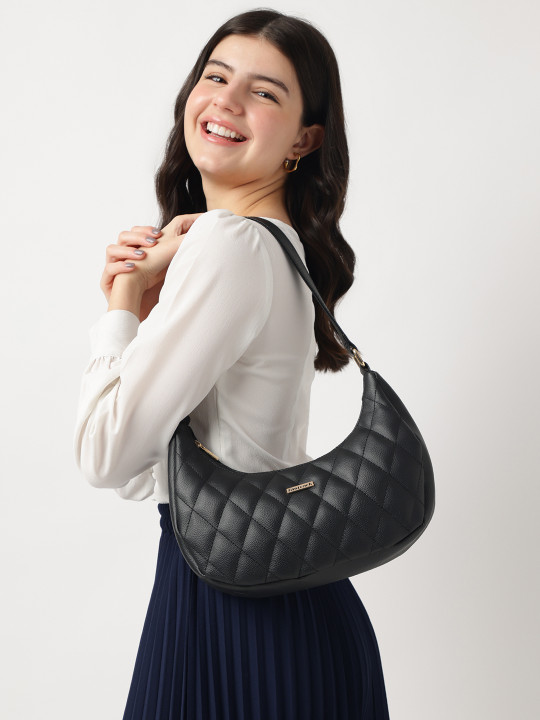 Women Black Quilted Shoulder Bag