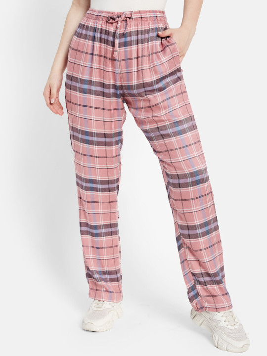 METTLE Women Checked Cotton Track Pants