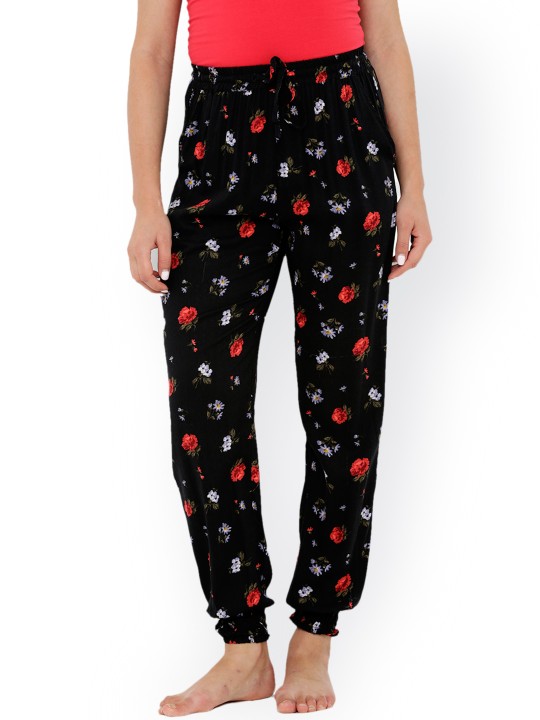 Woman Black Printed Bottom Lounge Pant CZWPY0012 S