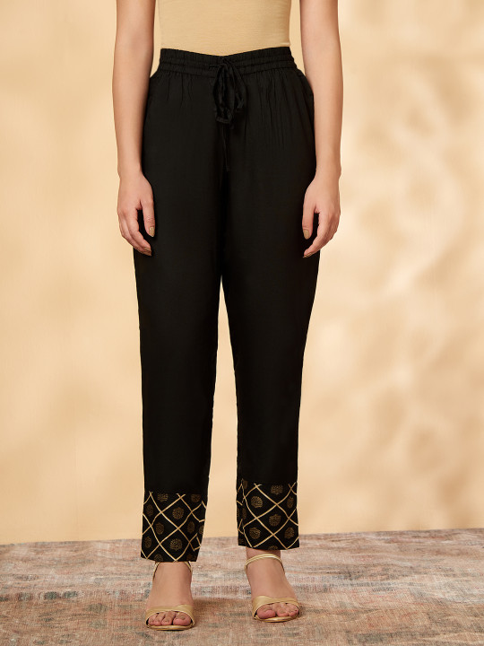 IMARA Women Ethnic Motifs Hem Design Ethnic Palazzos
