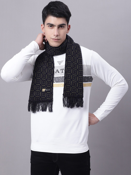 ELLIS Men Geometric Printed Acrylic Muffler
