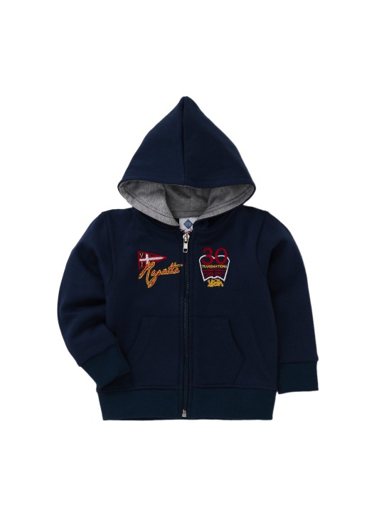 Unisex Navy Blue Self-Design Windcheater and Water Resistant Sporty Jacket 3-6M