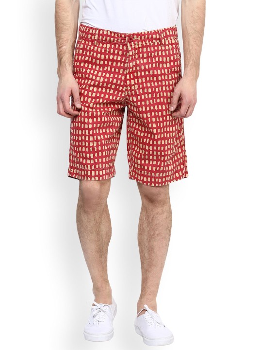 Men Red Printed Regular Fit Regular Shorts 30