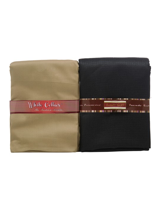 Men Khaki & Black Shirt & Trouser Clothing Fabric