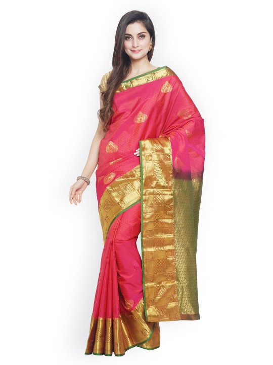 Pink Woven Design Pure Silk Saree