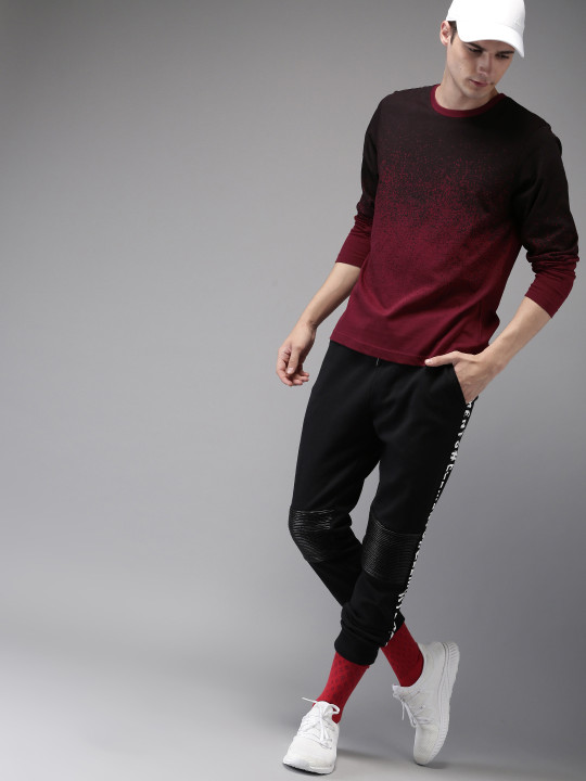 Moda Rapido Men Maroon Printed Round Neck T-shirt