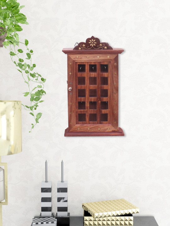 Brown Sheesham Wood Wall Hanging Key Holder